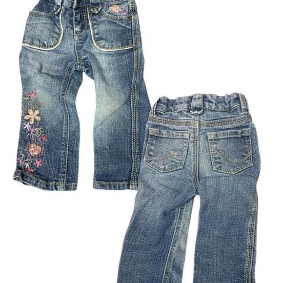 Xhilaration Baby Girls 18m Jeans Embroidered Flowers - Picture 2 of 6